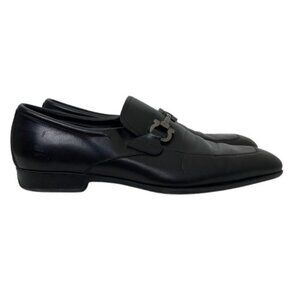 Salvatore Ferragamo Moccasin with Gancini Ornament Black Calfskin Sz 10 Slip-On